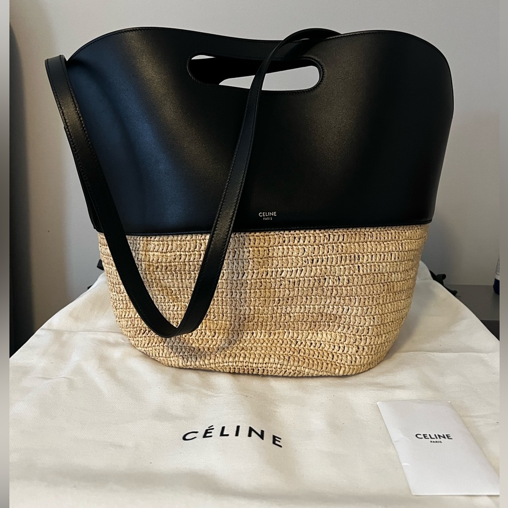 Celine Raffia Calfskin Basket